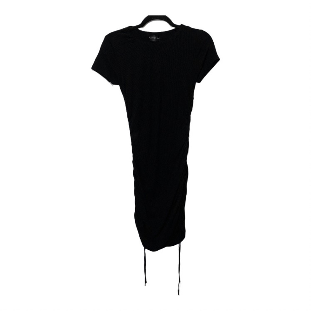 White Fox Black Ribbed Bodycon Dress with Side Cinching